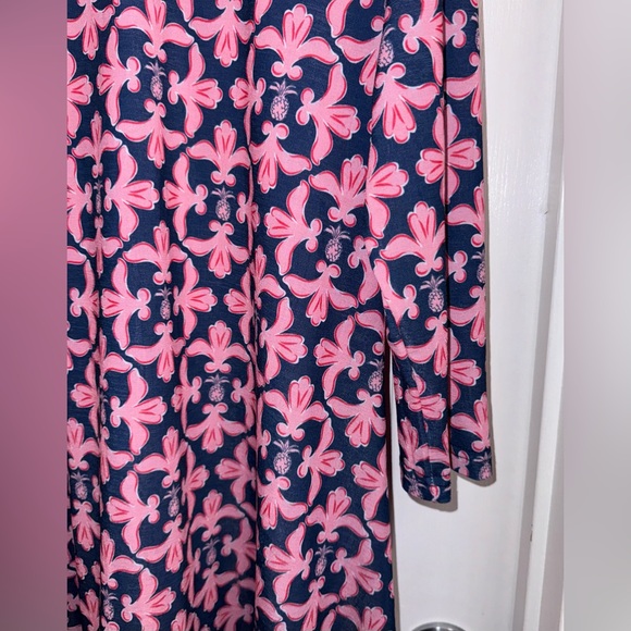 Simply Southern Sweet Damask Dress with pineapple print in Pink/Red/White/Blue - Picture 8 of 14